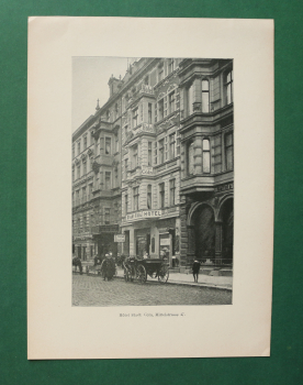 Blatt Architektur Berlin 1898 Hotel Stadt Cöln Köln Mittelstrasse 47 Geschäfte Ortsansicht